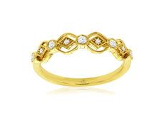 ESTATE .13CT DIAMOND 14KT YELLOW GOLD 3D FILIGREE MILGRAIN ANNIVERSARY RING