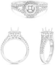 .58CT DIAMOND 14K WHITE GOLD ROUND 3D CLASSIC 4 PRONG SEMI MOUNT ENGAGEMENT RING