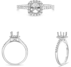 .42CT DIAMOND 14KT WHITE GOLD CUSHION & ROUND 4 PRONG SEMI MOUNT ENGAGEMENT RING