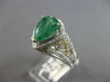 3.08CT DIAMOND & AAA EMERALD 18KT 2 TONE GOLD PEAR SHAPE & ROUND ENGAGEMENT RING