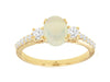 1.35CT DIAMOND & AAA OPAL 14KT YELLOW GOLD OVAL & ROUND 3 STONE ENGAGEMENT RING