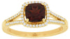 Estate 1.40Ct Diamond & AAA Garnet 14K Yellow Gold Cushion & Round Friendship Love Ring