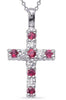 ESTATE .86CT DIAMOND & AAA RUBY 14K WHITE GOLD 3D CLASSIC CROSS FLOATING PENDANT