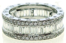 2.53CT DIAMOND 18KT WHITE GOLD ROUND & BAGUETTE 3 ROW ETERNITY ANNIVERSARY RING