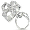 LARGE 2.38CT DIAMOND 14KT WHITE GOLD 3D MULTI ROW CRISS CROSS LOVE KNOT FUN RING