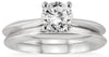 ESTATE .96CT DIAMOND 14K WHITE GOLD ROUND SOLITAIRE WEDDING ANNIVERSARY RING SET