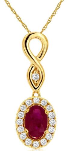 .72CT DIAMOND & AAA RUBY 14KT YELLOW GOLD OVAL & ROUND INFINITY FLOATING PENDANT