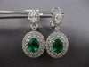 LARGE 5.18CT DIAMOND & AAA EMERALD 18KT WHITE GOLD OVAL & ROUND HANGING EARRINGS