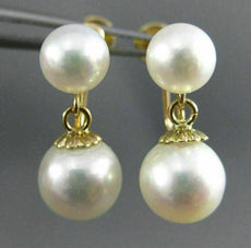 ESTATE AAA SOUTH SEA PEARL 14K YELLOW GOLD 3D SCREW BACK HANGING EARRINGS #26640