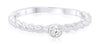 ESTATE .10CT DIAMOND 14K WHITE GOLD CLASSIC SOLITAIRE BEZEL ROPE FRIENDSHIP RING