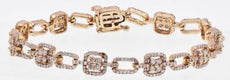 2.27CT DIAMOND 14KT ROSE GOLD 3D ROUND SQUARE BY THE YARD LOVE TENNIS BRACELET