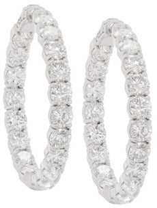 EXTRA LARGE 16.5CT DIAMOND 18K WHITE GOLD ROUND SHARED PRONG INSIDE OUT EARRINGS