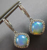 4.3CT DIAMOND & AAA AUSTRALIAN OPAL 14KT WHITE GOLD 3D CUSHION HANGING EARRINGS