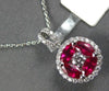 .91CT DIAMOND & AAA RUBY 18K WHITE GOLD ROUND & MARQUISE FLOWER FLOATING PENDANT