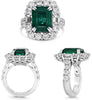 9.26CT DIAMOND & AAA EMERALD PLATINUM SQUARE HALO PRINCESS DIANA ENGAGEMENT RING