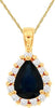 1.75CT DIAMOND & AAA SAPPHIRE 14K YELLOW GOLD 3D PEAR SHAPE & ROUND HALO PENDANT