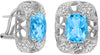 7.19CT DIAMOND & AAA BLUE TOPAZ 14KT WHITE GOLD CUSHION & ROUND SQUARE EARRINGS