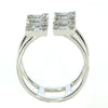WIDE .87CT DIAMOND 18K WHITE GOLD ROUND & BAGUETTE CLUSTER MULTI SQUARE FUN RING