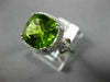 ESTATE LARGE 4.40CT DIAMOND & AAA CUSHION PERIDOT 14K WHITE GOLD SQUARE FUN RING