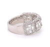 1.11CT DIAMOND 18KT WHITE GOLD ROUND & BAGUETTE CLUSTER SQUARE ANNIVERSARY RING