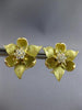 ANTIQUE LARGE .45CT DIAMOND 18KT YELLOW GOLD FLOWER CLIP ON FUN EARRINGS #28050