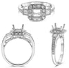 .64CT DIAMOND 18KT WHITE GOLD ROUND & PRINCESS SQUARE HALO 3 STONE FILIGREE RING