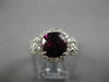 ESTATE LARGE 5.38CT DIAMOND & AAA RHODOLITE 14KT WHITE GOLD HALO ENGAGEMENT RING