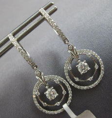 ESTATE 1.02CT DIAMOND 14KT WHITE GOLD 3D ROUND CHANDELIER FUN HANGING EARRINGS