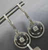 ESTATE 1.02CT DIAMOND 14KT WHITE GOLD 3D ROUND CHANDELIER FUN HANGING EARRINGS