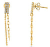 .26CT DIAMOND 14K YELLOW GOLD 3D DOUBLE ROW OVAL MULTI BEAD FUN HANGING EARRINGS