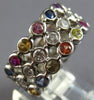 LARGE 2.98CT DIAMOND & AAA MULTI COLOR SAPPHIRE 14KT WHITE GOLD 3 ROW BEZEL RING