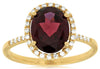 Estate 2.91Ct Diamond & AAA Garnet 14Kt Yellow Gold Oval & Round Classic Halo Fun Ring