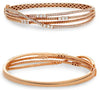 1.19CT DIAMOND 14K ROSE GOLD MULTI ROW CRISS CROSS INFINITY CUFF BANGLE BRACELET
