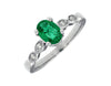 .88CT DIAMOND & AAA EMERALD 14KT WHITE GOLD OVAL & ROUND BEADED FRIENDSHIP RING