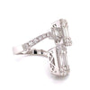3.65CT DIAMOND 18KT WHITE GOLD ROUND & BAGUETTE DOUBLE SQUARE CRISS CROSS RING