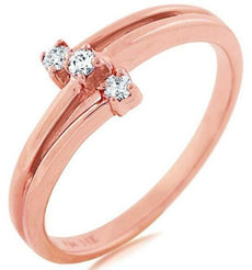 ESTATE .12CT DIAMOND 14KT ROSE GOLD CLASSIC THREE STONE CRISS CROSS FUN RING