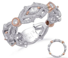 .48CT DIAMOND 14KT WHITE & ROSE GOLD 3D ROUND & MARQUISE SHAPE ANNIVERSARY RING