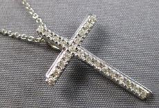 ESTATE .13CT DIAMOND 14KT WHITE GOLD 3D CLASSIC FILIGREE CROSS FLOATING PENDANT