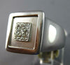 ESTATE LARGE .26CT DIAMOND 18K WHITE GOLD 3D PAVE MATTE & SHINY SQUARE MENS RING