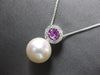 LARGE .53CT DIAMOND & AAA PINK SAPPHIRE & SOUTH SEA PEARL 14K WHITE GOLD PENDANT