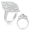 ESTATE LARGE 1.22CT DIAMOND 14K WHITE GOLD 3D CLASSIC ROUND FLORAL LEAF FUN RING