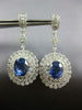 ESTATE EXTRA LARGE 11.86CT DIAMOND & AAA SAPPHIRE 18K WHITE GOLD FLOWER EARRINGS