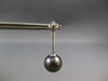 ESTATE LARGE .19CT DIAMOND & TAHITIAN PEARL 14KT WHITE GOLD BAR HANGING EARRINGS