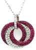 ESTATE 1.77CT DIAMOND & AAA RUBY 18K WHITE GOLD 3D TRINITY LOVE FLOATING PENDANT