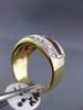 ESTATE WIDE 1.94CT DIAMOND & AAA RUBY 14K WHITE & YELLOW GOLD MULTI ROW FUN RING
