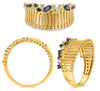 WIDE .39CT DIAMOND & AAA SAPPHIRE 14KT YELLOW GOLD ROUND & MARQUISE CROWN RING