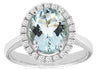 2.25CT DIAMOND & AAA AQUAMARINE 14K WHITE GOLD OVAL & ROUND HALO ENGAGEMENT RING