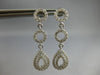 .95CT DIAMOND 14K WHITE GOLD 3D CIRCLE OF LIFE DOUBLE TEAR DROP HANGING EARRINGS