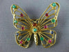 ESTATE LARGE 2.0CT AAA MULTI GEM 14K YELLOW GOLD 3D CLASSIC BUTTERFLY PIN BROOCH