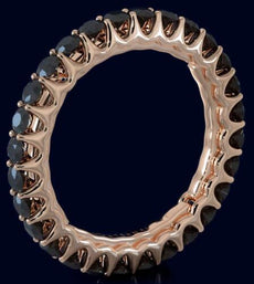 1.61CT BLACK DIAMOND 14KT ROSE GOLD 3D ROUND ETERNITY WEDDING ANNIVERSARY RING